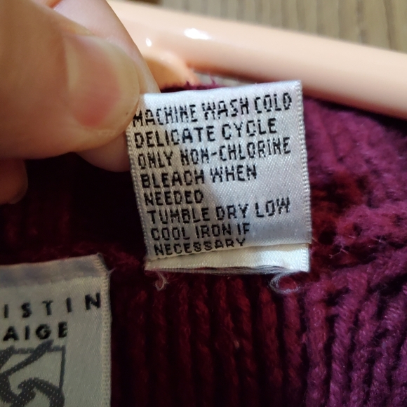 Kristin Paige Sportswear Maroon Large Cable Knit Oversize Sweater size M - Picture 7 of 7